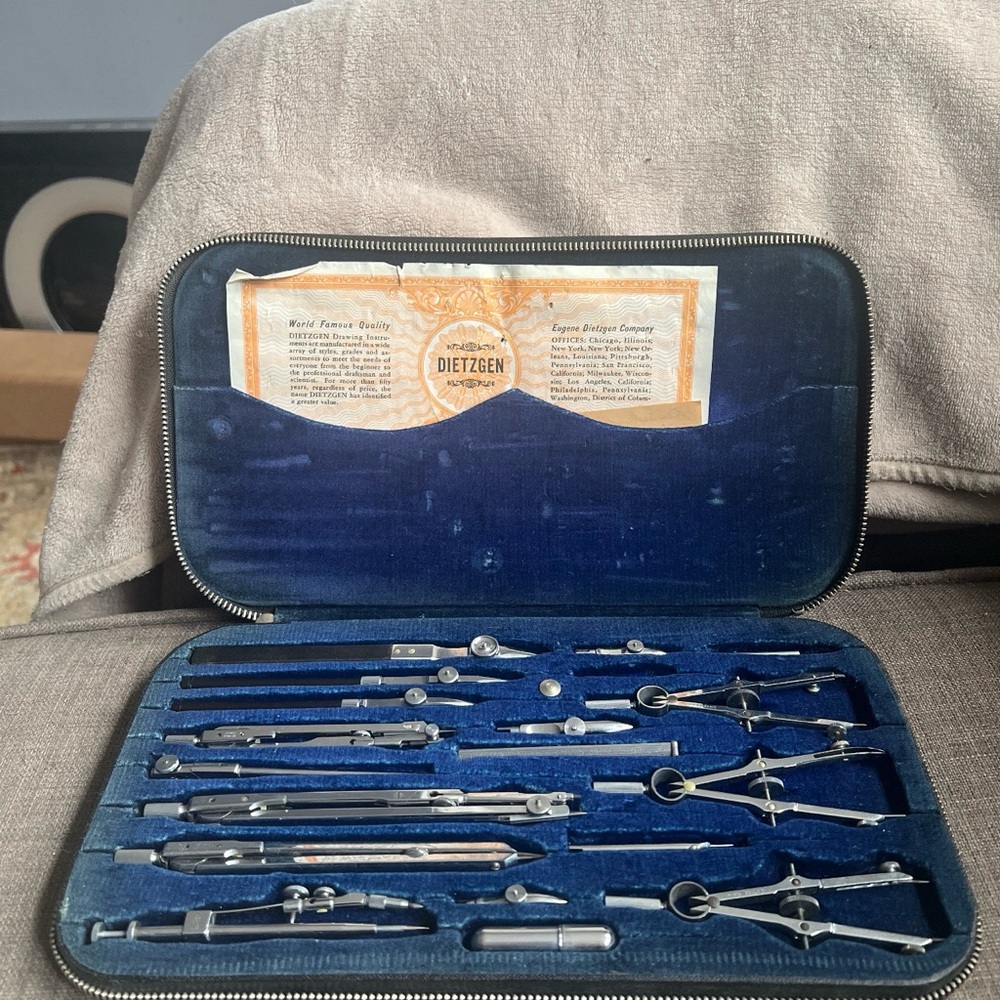 Antique Silver Drafting Tool Set